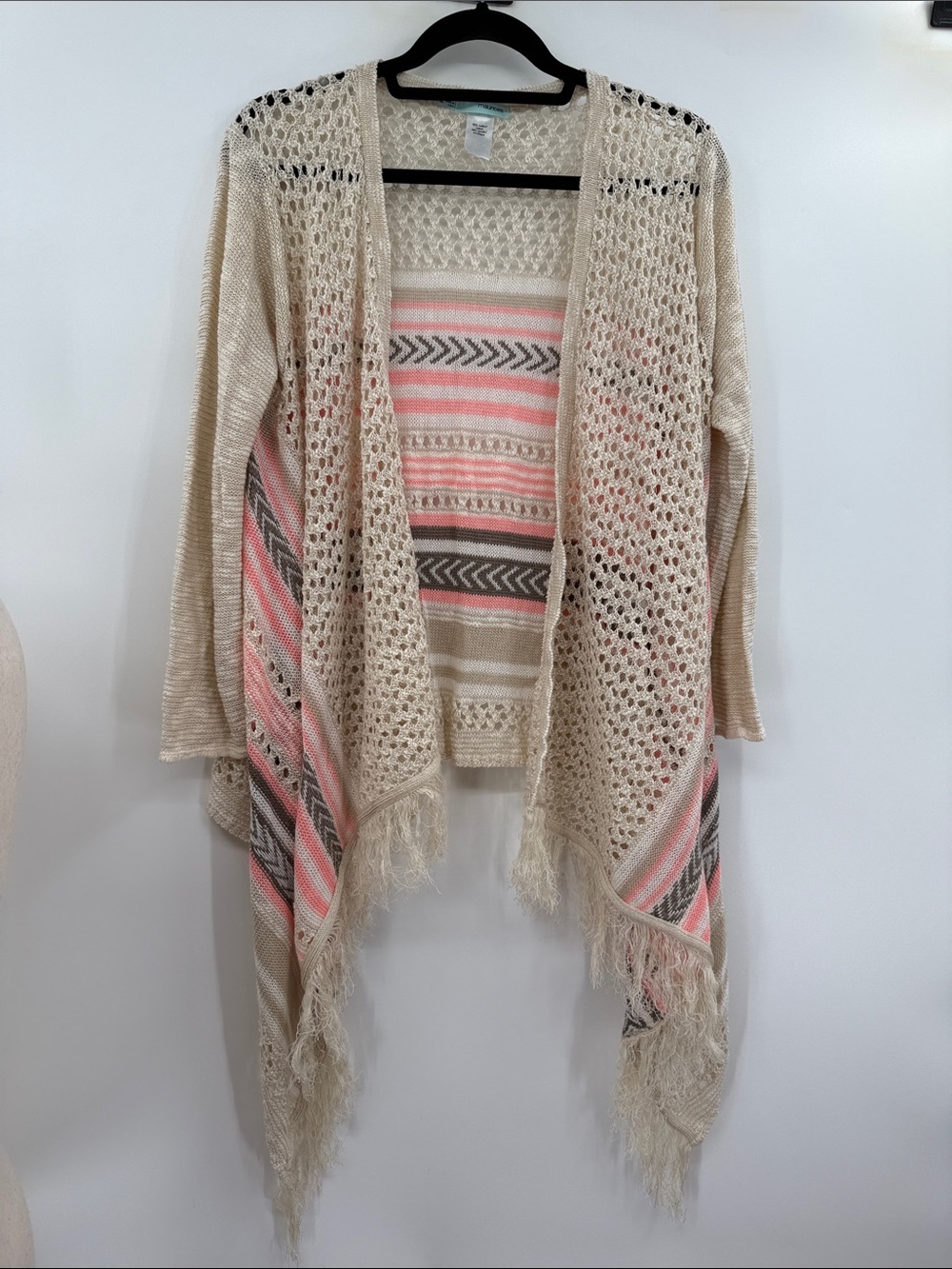 Maurice’s Knit Waterfall Cardigan with Fringe Size XL Like New